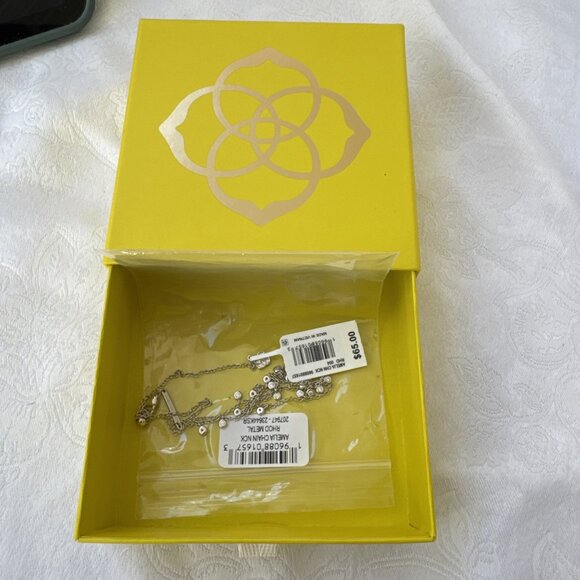 Kendra Scott Amelia Rhodium Brass Silver Tone Necklace 19" NEW w BOX - Picture 5 of 11